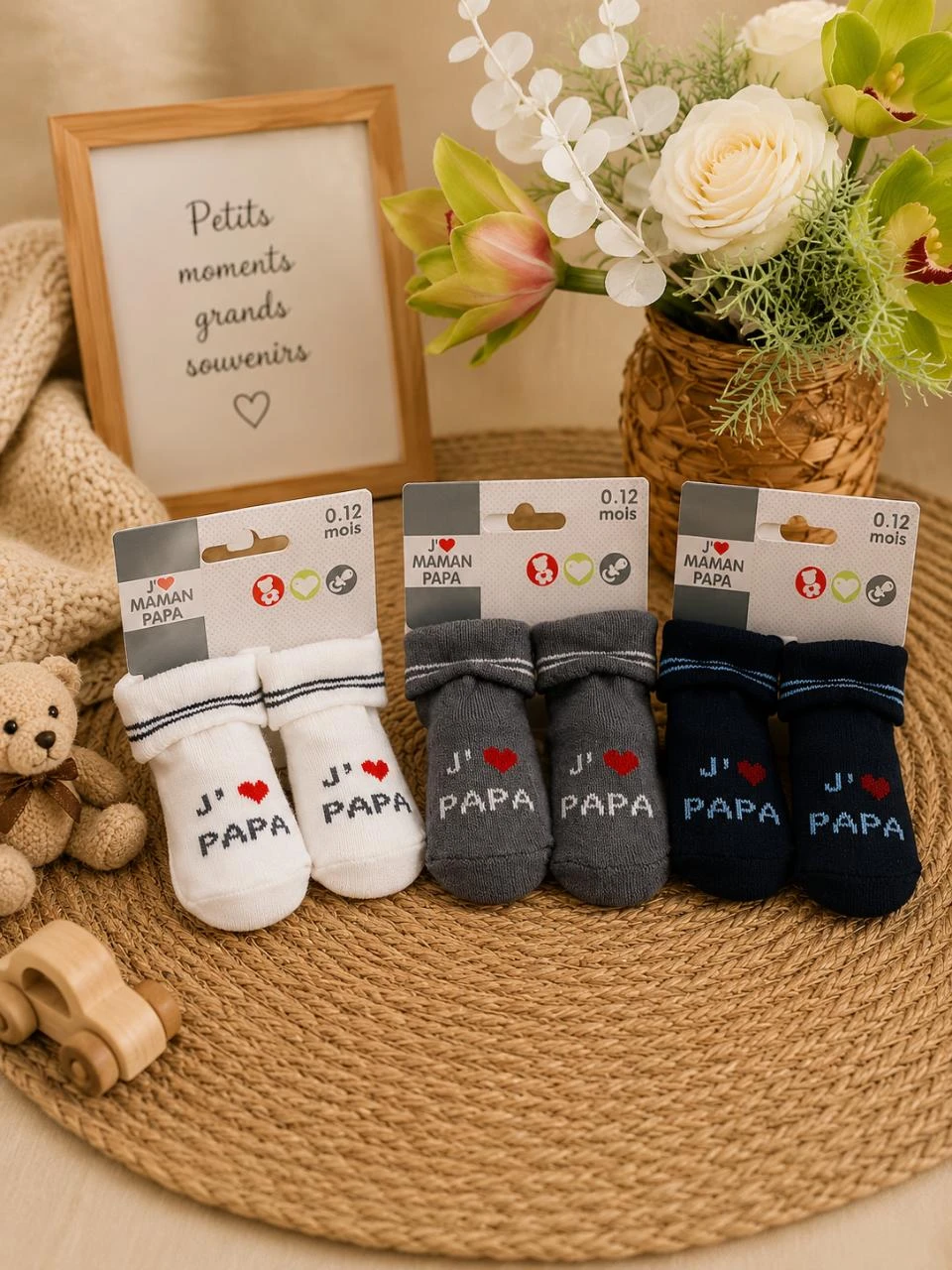Lot van 4 nieuwe babysokken j’maman papa – photo 2